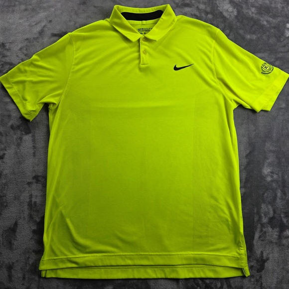 Nike Other - Nike Golf Polo Shirt‎ Mens Large Lime Green Dri-FIT Tour Performance Rugby Logo